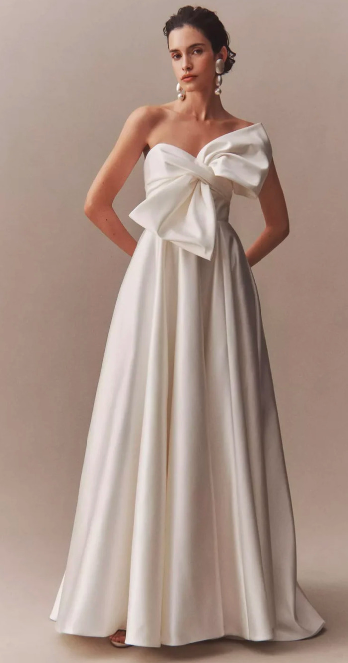 Wtoo by Watters Nanette Wedding Gown Size 14 Ivory Bow Satin Bridal Dress